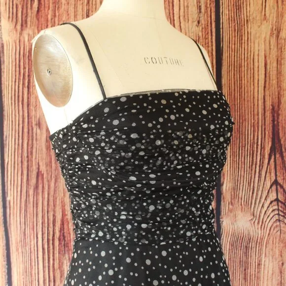 Jessica Howard Dress, Black with Gray Polkadots, Size 8, Fit and Flare, Retro - Picture 5 of 12
